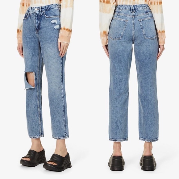 Good American Denim - Good American Good 90s Duster Tapered High Rise Jeans in Blue950 Size 16
